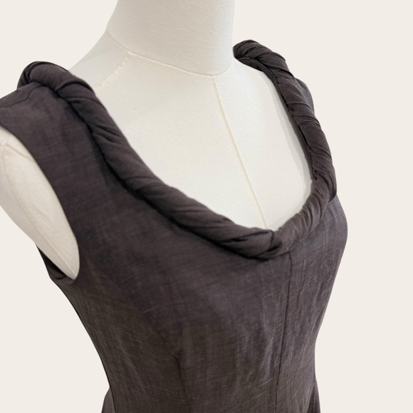 Antonio Melani M.G. Style Margery Brown Linen Blend Scoop Neck A-Line Maxi Dress - Picture 5 of 16